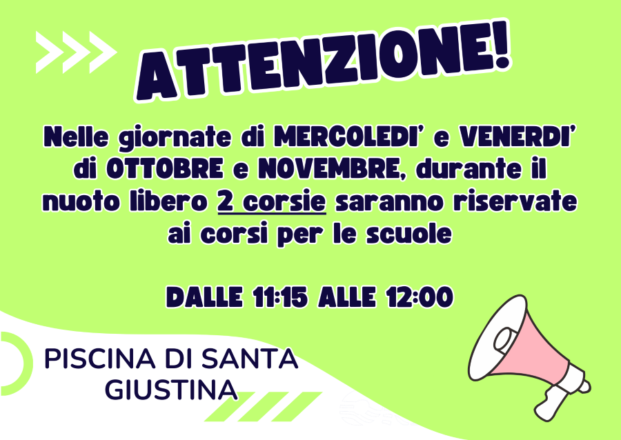 Avviso nuoto libero Santa Giustina