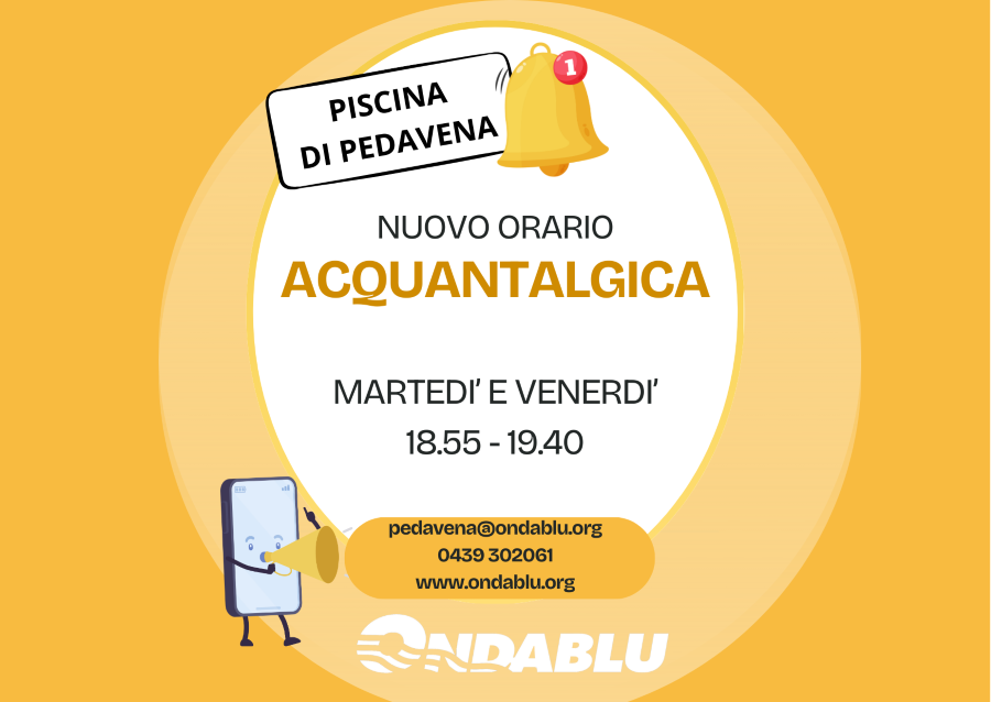 Nuovi orari Acquantalgica Piscina di Pedavena